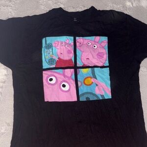 Peppa Pig Black Tee with Pink and Blue Accents